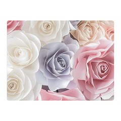 Pastel Rose Flower Blue Pink White Two Sides Premium Plush Fleece Blanket (mini) by Cemarart