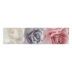 Pastel Rose Flower Blue Pink White Banner And Sign 4  X 1  by Cemarart