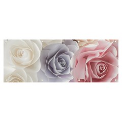 Pastel Rose Flower Blue Pink White Banner And Sign 8  X 3  by Cemarart