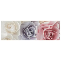 Pastel Rose Flower Blue Pink White Banner And Sign 9  X 3  by Cemarart