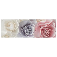 Pastel Rose Flower Blue Pink White Banner And Sign 12  X 4  by Cemarart