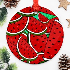 Summer Watermelon Fruit Ornament (round) by Cemarart