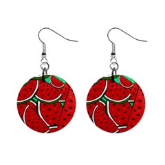 Summer Watermelon Fruit Mini Button Earrings by Cemarart