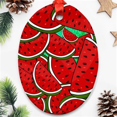 Summer Watermelon Fruit Oval Ornament (two Sides) by Cemarart