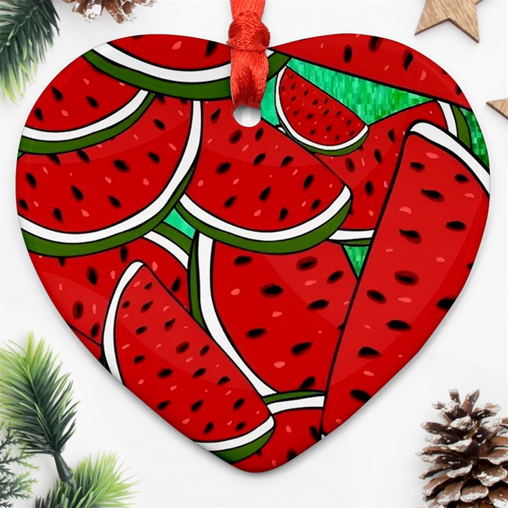 Summer Watermelon Fruit Heart Ornament (Two Sides)