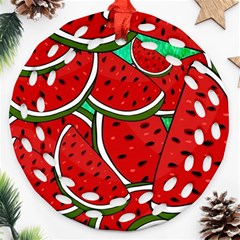 Summer Watermelon Fruit Round Filigree Ornament (two Sides) by Cemarart