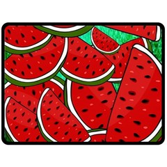 Summer Watermelon Fruit Two Sides Fleece Blanket (large) by Cemarart