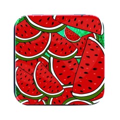 Summer Watermelon Fruit Square Metal Box (black) by Cemarart