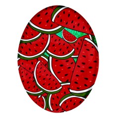 Summer Watermelon Fruit Oval Glass Fridge Magnet (4 Pack) by Cemarart