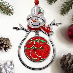 Summer Watermelon Fruit Metal Snowman Ornament by Cemarart