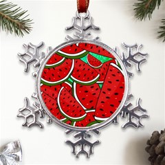 Summer Watermelon Fruit Metal Large Snowflake Ornament by Cemarart