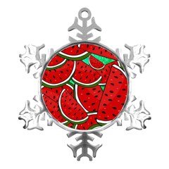 Summer Watermelon Fruit Metal Small Snowflake Ornament by Cemarart