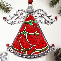 Summer Watermelon Fruit Metal Angel With Crystal Ornament by Cemarart