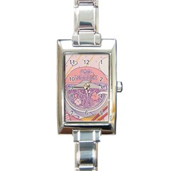 Ramen Kawaii Aesthetic Pink Rectangle Italian Charm Watch by Cemarart