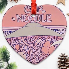 Ramen Kawaii Aesthetic Pink Ornament (heart) by Cemarart