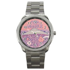 Ramen Kawaii Aesthetic Pink Sport Metal Watch by Cemarart