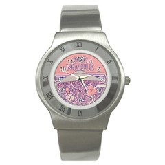 Ramen Kawaii Aesthetic Pink Stainless Steel Watch by Cemarart