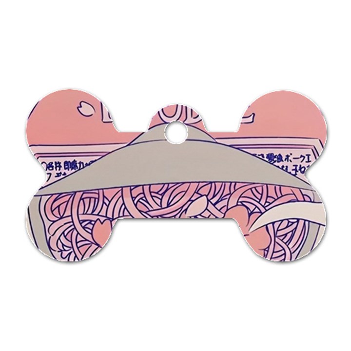 Ramen Kawaii Aesthetic Pink Dog Tag Bone (Two Sides)