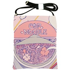 Ramen Kawaii Aesthetic Pink Shoulder Sling Bag by Cemarart