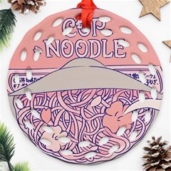 Ramen Kawaii Aesthetic Pink Ornament (round Filigree) by Cemarart