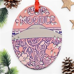 Ramen Kawaii Aesthetic Pink Ornament (oval Filigree) by Cemarart