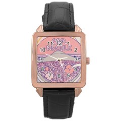 Ramen Kawaii Aesthetic Pink Rose Gold Leather Watch  by Cemarart