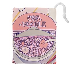 Ramen Kawaii Aesthetic Pink Drawstring Pouch (5xl) by Cemarart