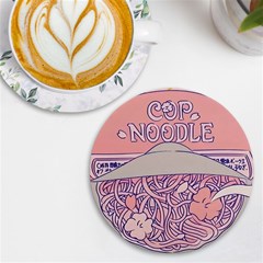 Ramen Kawaii Aesthetic Pink Uv Print Round Tile Coaster by Cemarart