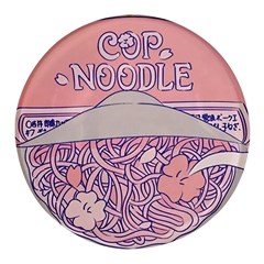 Ramen Kawaii Aesthetic Pink Round Glass Fridge Magnet (4 Pack) by Cemarart