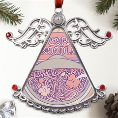 Ramen Kawaii Aesthetic Pink Metal Angel With Crystal Ornament by Cemarart