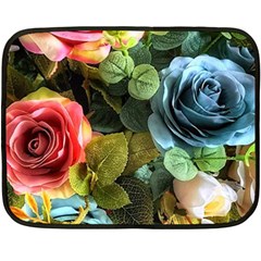 Flower Roses Two Sides Fleece Blanket (mini) by Cemarart