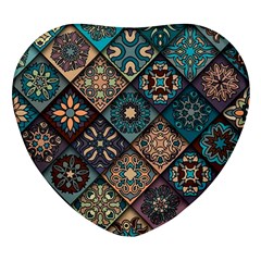 Flower Texture Background Colorful Pattern Heart Glass Fridge Magnet (4 Pack) by Cemarart