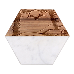 Png Huod Marble Wood Coaster (hexagon) 