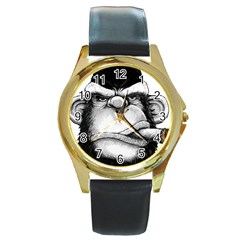 Png Houed Round Gold Metal Watch by saad11