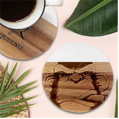 Png Houed Marble Wood Coaster (round) by saad11