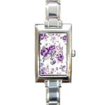 Flower-floral-design-paper-pattern-purple-watercolor-flowers-vector-material-90d2d381fc90ea7e9bf8355 Rectangle Italian Charm Watch Front