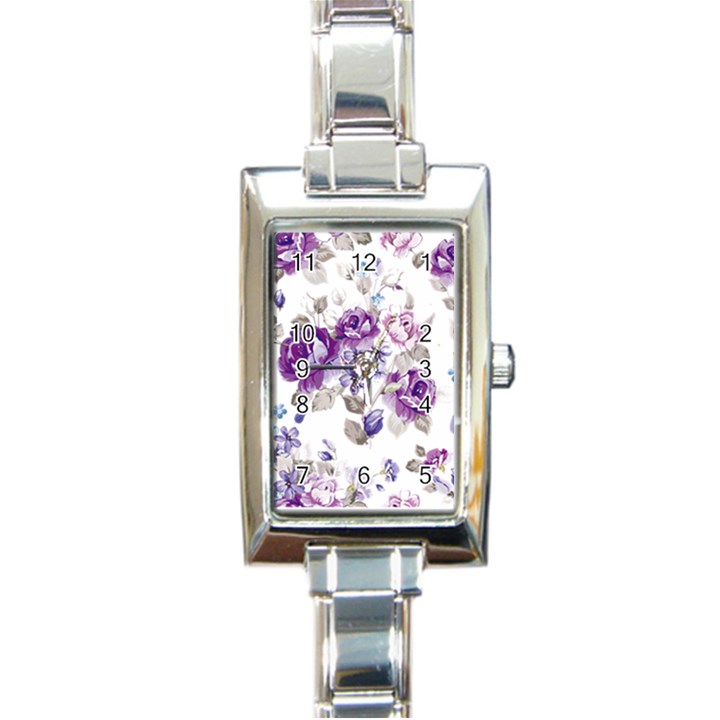 Flower-floral-design-paper-pattern-purple-watercolor-flowers-vector-material-90d2d381fc90ea7e9bf8355 Rectangle Italian Charm Watch