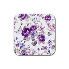 Flower-floral-design-paper-pattern-purple-watercolor-flowers-vector-material-90d2d381fc90ea7e9bf8355 Rubber Square Coaster (4 Pack) by saad11