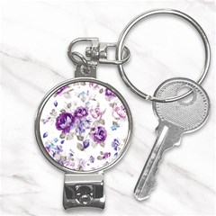 Flower-floral-design-paper-pattern-purple-watercolor-flowers-vector-material-90d2d381fc90ea7e9bf8355 Nail Clippers Key Chain by saad11