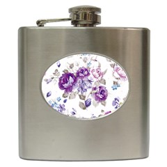 Flower-floral-design-paper-pattern-purple-watercolor-flowers-vector-material-90d2d381fc90ea7e9bf8355 Hip Flask (6 Oz) by saad11