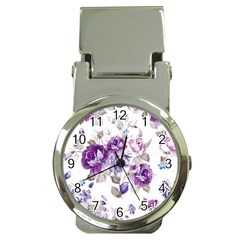 Flower-floral-design-paper-pattern-purple-watercolor-flowers-vector-material-90d2d381fc90ea7e9bf8355 Money Clip Watches by saad11