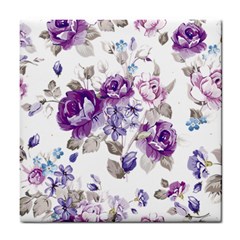 Flower-floral-design-paper-pattern-purple-watercolor-flowers-vector-material-90d2d381fc90ea7e9bf8355 Tile Coaster by saad11