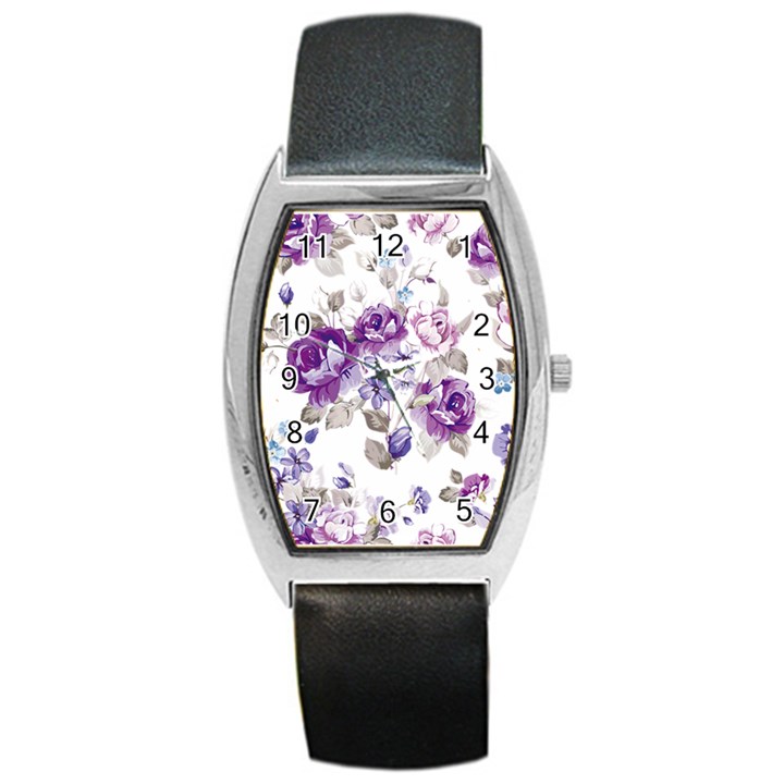 Flower-floral-design-paper-pattern-purple-watercolor-flowers-vector-material-90d2d381fc90ea7e9bf8355 Barrel Style Metal Watch