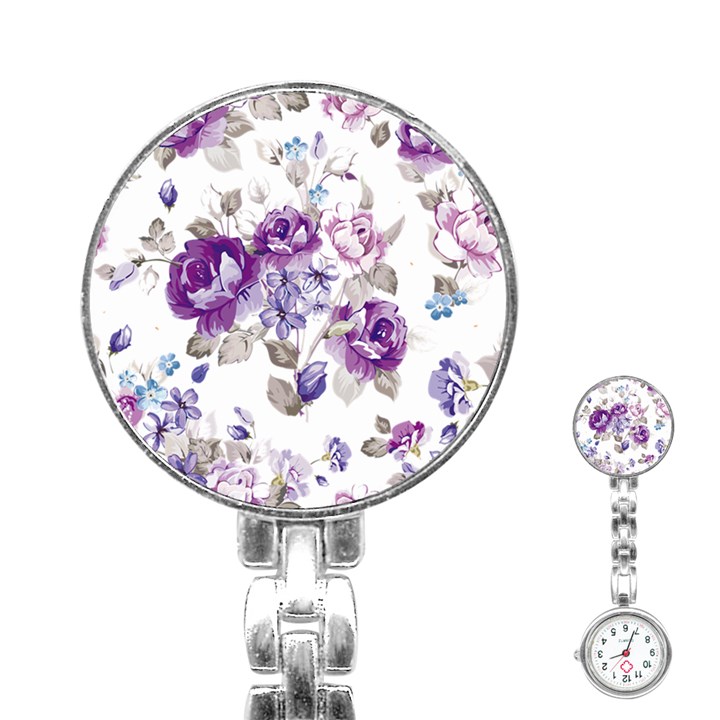 Flower-floral-design-paper-pattern-purple-watercolor-flowers-vector-material-90d2d381fc90ea7e9bf8355 Stainless Steel Nurses Watch