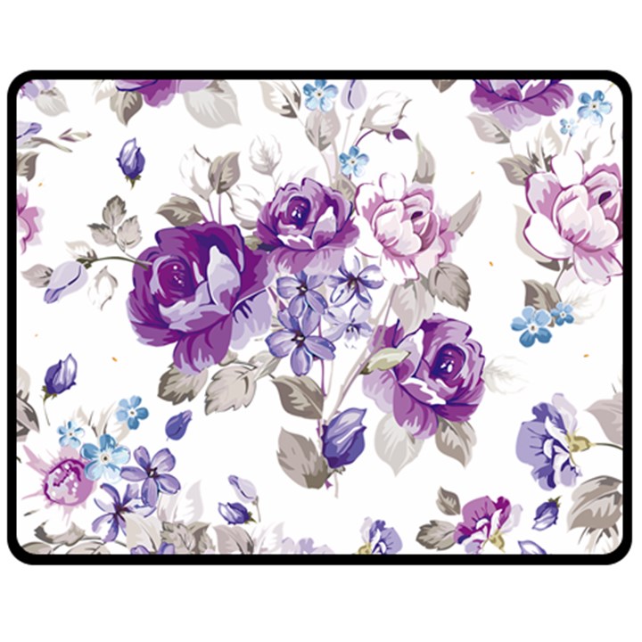 Flower-floral-design-paper-pattern-purple-watercolor-flowers-vector-material-90d2d381fc90ea7e9bf8355 Two Sides Fleece Blanket (Medium)