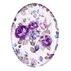 Flower-floral-design-paper-pattern-purple-watercolor-flowers-vector-material-90d2d381fc90ea7e9bf8355 Oval Glass Fridge Magnet (4 Pack) by saad11