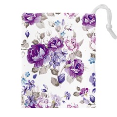 Flower-floral-design-paper-pattern-purple-watercolor-flowers-vector-material-90d2d381fc90ea7e9bf8355 Drawstring Pouch (5xl) by saad11