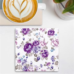 Flower-floral-design-paper-pattern-purple-watercolor-flowers-vector-material-90d2d381fc90ea7e9bf8355 Uv Print Square Tile Coaster  by saad11