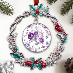 Flower-floral-design-paper-pattern-purple-watercolor-flowers-vector-material-90d2d381fc90ea7e9bf8355 Metal X mas Wreath Holly Leaf Ornament by saad11