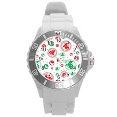 Christmas-texture-mapping-pattern-christmas-pattern-1bb24435f024a2a0b338c323e4cb4c29 Round Plastic Sport Watch (l) by saad11